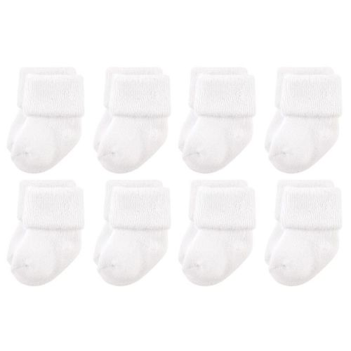Luvable Friends Baby Unisex Newborn and Baby Terry Socks, White