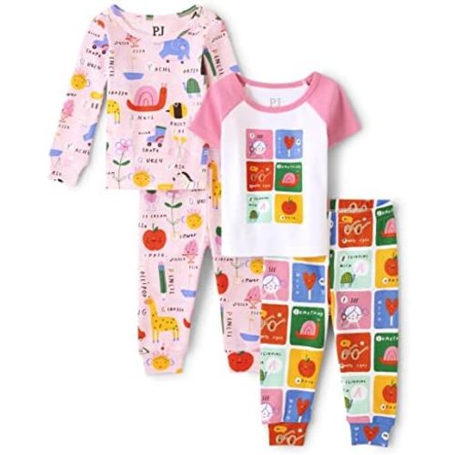 The Children's Place Baby Girls' And Toddler Boy Sleeve Top and Shorts 100% Cotton 2 Piece Pajama Sets