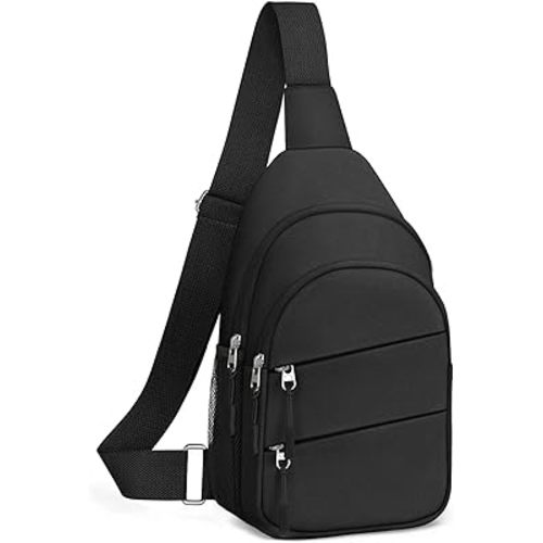 Tuwubi Crossbody Bags for Women, Sling Bag for Men, Small Hiking Backpack Anti Theft Lightweight for Outdoors Travel (L, Black)