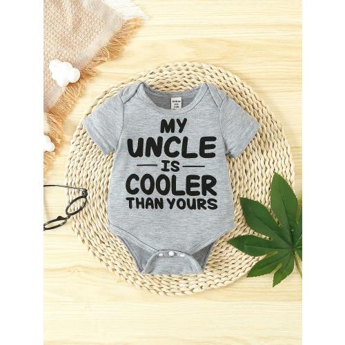 Baby Boy Short Sleeve Bodysuit With Slogan Print