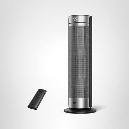 DREO Space Heater for Large Room, 23 Inch Electric Heaters for Indoor Use, 8 Safe Protection Tower, 70° Oscillation, PTC Ceramic with Thermostat and Remote, Quiet, 12H Timer, Bedroom, Office