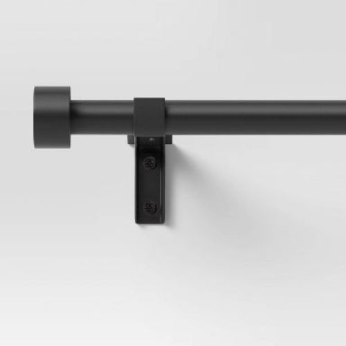 28"-48" Easy Hang Frame Mount Curtain Rod Set Black - Room Essentials™: Steel, Single Rod, Side Mount Hardware