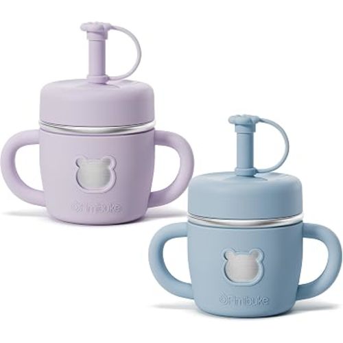 Fimibuke Sippy Cups for Toddlers, 10 OZ Spill Proof Stainless Steel Kid Cup