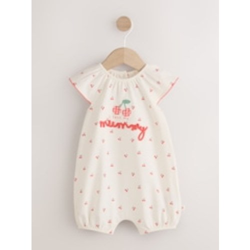 White Cherry Embroidered I love my Mummy Jersey Baby Romper from Next USA