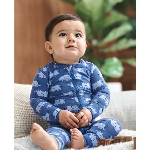 Baby 2-Way Zip Sleeper | Emma the Elephant on Dutch Blue - 3 to 6 months
