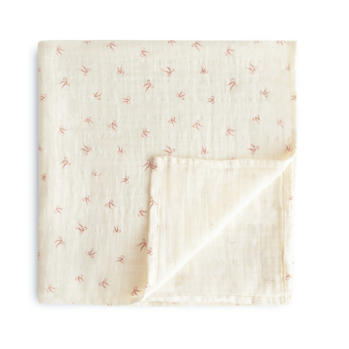 MUSHIE Organic Swaddle Blanket - Bows - The Spotted Goose