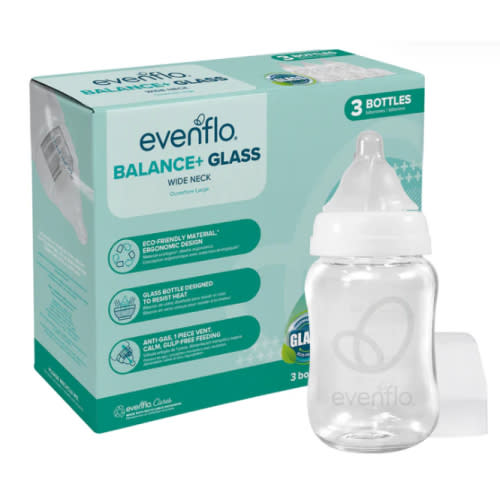 Evenflo Glass Balance Bottles for Breastfed Babies – 6oz, 3pk