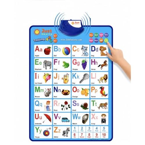 Just Smarty Interactive Alphabet Wall Chart, Blue | ABCs & 123s Learning for Toddlers 1-5, Educational Gift for Ages 1-5, Speech Therapy, Autism Toys