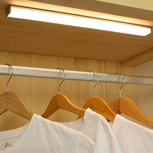Battery Powered Operated Closet Lights Motion Sensored Activated Rechargeable Under Counter Cabinet Lighting Wireless Indoor Magnetic Lights for Closets,Kitchen,Hallway,Wardrobe,Stairs,Pantry