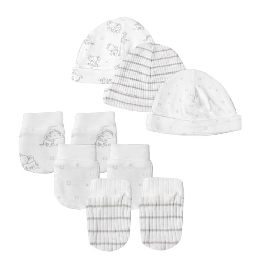 Set 3 Gorros y 3 Mitones Estampado Unisex - Little Me