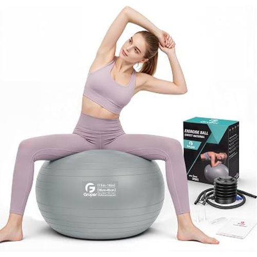 Gruper Exercise Ball, 45cm-75cm Extra Thick Yoga Ball for Working Out