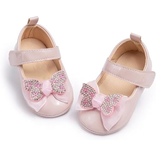 Miamooi Infant Baby Girls Wedding Dress Shoes Bow Ballet Princess Mary Jane Flats Toddler First Walkers Sneaker Newborn Crib Baptism Shoes