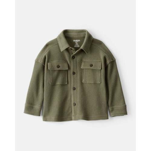 Baby Boy Long-Sleeve Waffle Knit Utility Shirt - Green - OshKosh B'gosh | Carter's