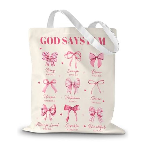 CEASQVAA Christian Tote Bag, Bible Bags for Women, Christian Gifts for Women Reusable Grocery Shopping Bags