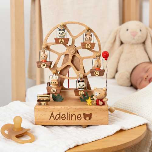 Engraved Name Music Box For Kids,Personalized Wooden Music Box,Musical Train Baby Toy Gift,1st Birthday Gift For Baby,Baby Shower Gift