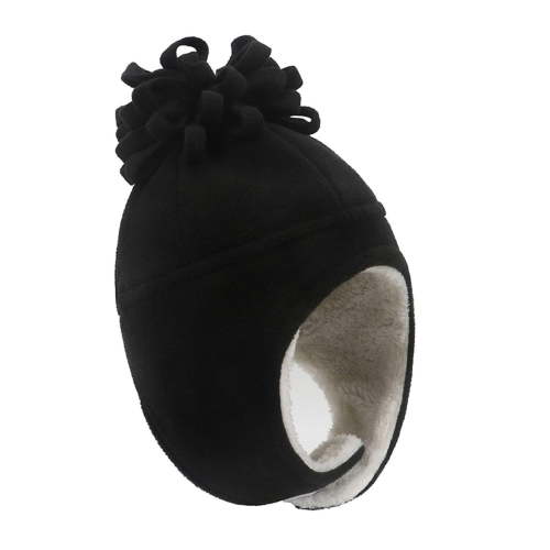 Yigetop Newborn Essentials Must Haves Two Piece Winter Fleece Solid Color Warm Children's Hat and Gloves Newborn Hats Black S