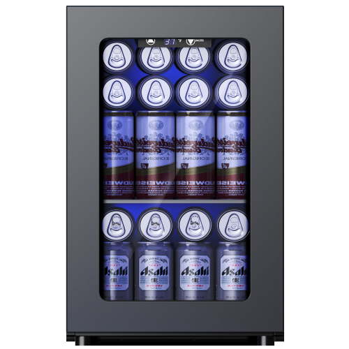 Simzlife 6 Bottles and 24 Cans Mini Beverage Refrigerator & Portable Wine Cooler Refrigerator with Glass Door, Mini Countertop Wine Fridge for Home/Office/Bar,Black