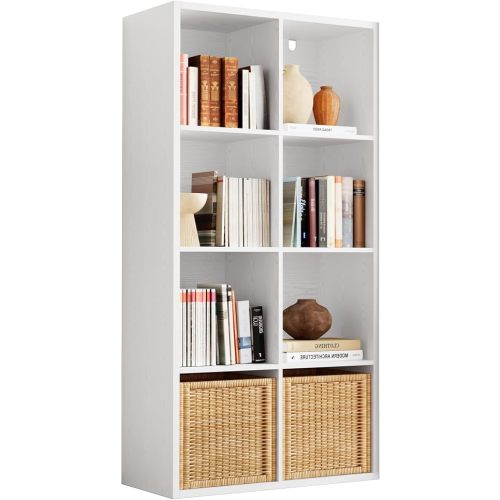 IRONCK 8-Cube Storage Organizer, Reversible Vertical Bookshelf, White