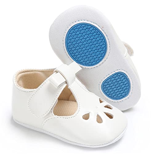 LAFEGEN Baby Girls Mary Jane Flats with Bownot Non Slip Soft Sole PU Leather Newborn Infant Toddler First Walker Cirb Dress Shoes