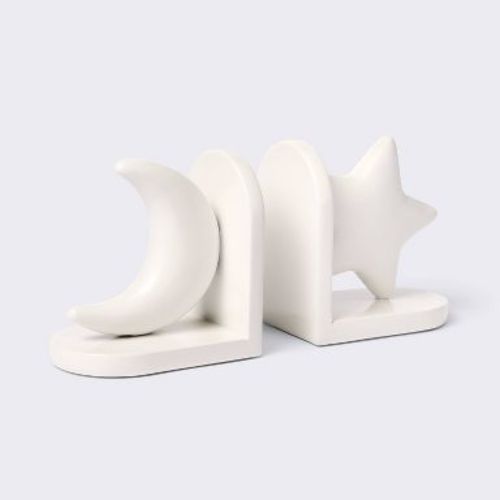 Star and Moon Decorative Bookend - White - Cloud Island™