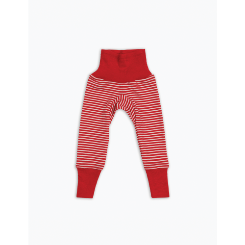 Wool/Silk Baby Pants in Red and White Stripe