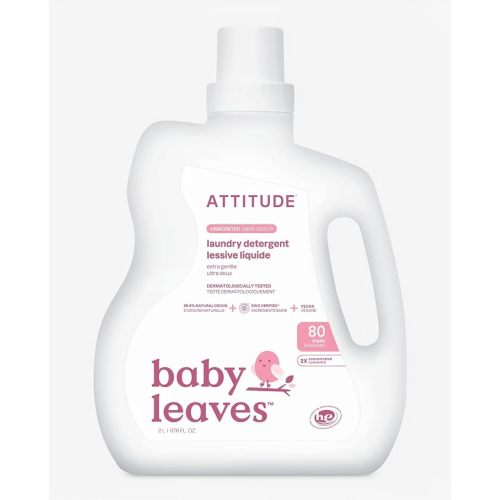 ATTITUDE Baby Laundry Detergent, Unscented HE Compatible Liquid, Extra Gentle, Concentrated, EWG Verified, Dermatologist Tested, Vegan, 80 Loads, 67.6 Fl Oz