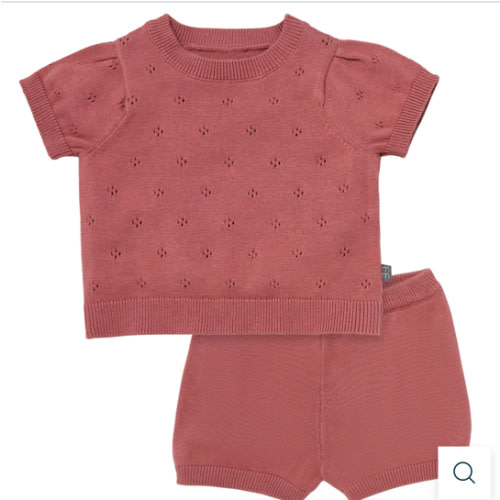 2-Piece Baby Girls Dark Rose Sweater Knit Top and Shorts Set – Gerber Childrenswear