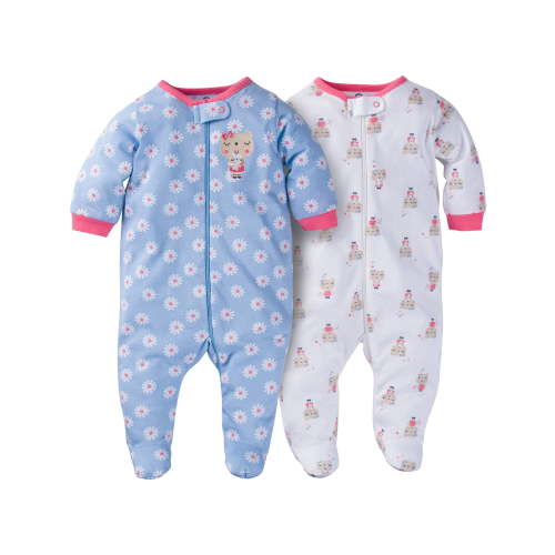 Gerber Newborn baby girl zip front sleep n play footed sleepers, 2-pack