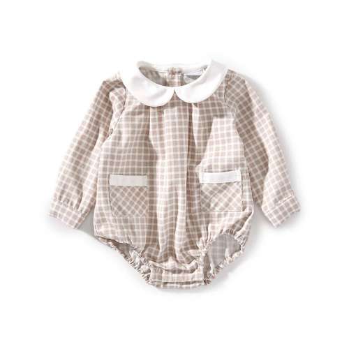 Edgehill Collection Baby Boys Long Sleeve Check Bubble Romper