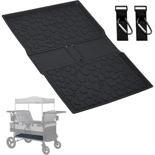 All Weather Mat for Wrangler Deluxe 4 Seater Stroller Wagon,Myvikcar Insert Floor Protect Pad 31.5x22 Inch(Black)