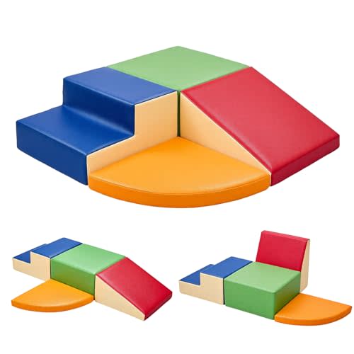 TODIBY 4-Pieces Climbing Toys for Toddlers (XL Size): PU Leather - Soft Play Climbing for Toddlers - Extra Large Foam Climbing Blocks for Crawling and Sliding Indoor Playground for Kids