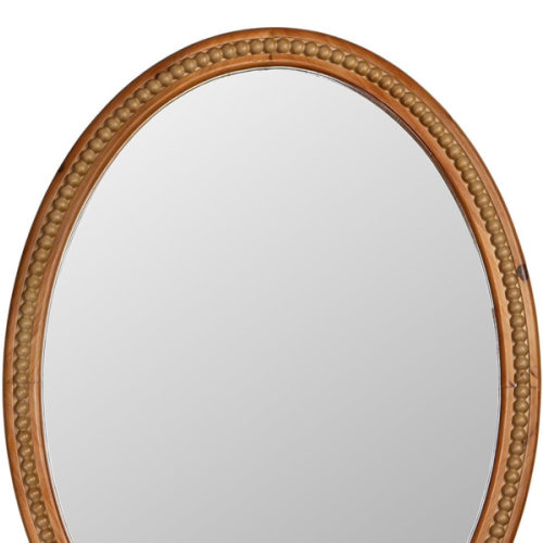 Amazon.com: EMAISON 24" x 32" Wall Mount Wood Beaded Frame Oval Mirror, Warm Brown Real Glass Modern Farmhouse Decorative Mirror for Bathroom Vanity, Entryway, Bedroom