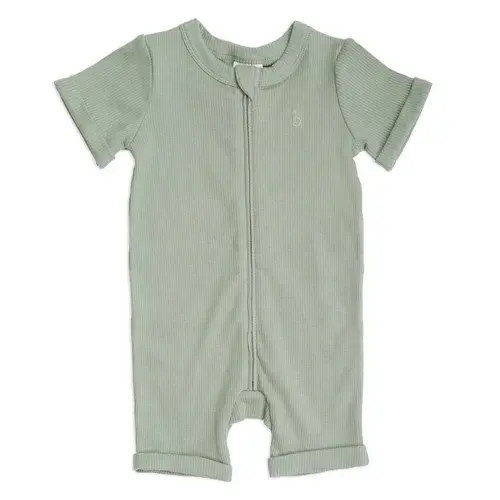 Bilbi Ribbed Organic Short Sleeve Bodysuit Olive | Baby Bunting AU