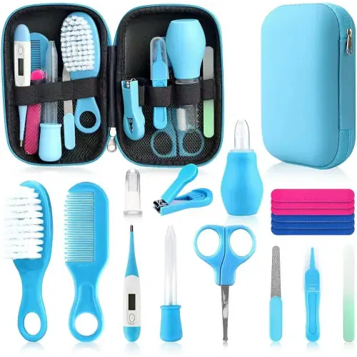 Baby Grooming Kit, Infant Safety Care Set with Hair Brush Comb Nail Clipper Nasal Aspirator Ear Cleaner,Baby Essentials Kit for Newborn Girls Boys