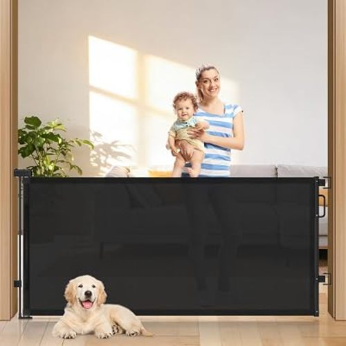 78" Retractable Extra Wide Baby Gates for Stairs, Long Mesh Dog Gate