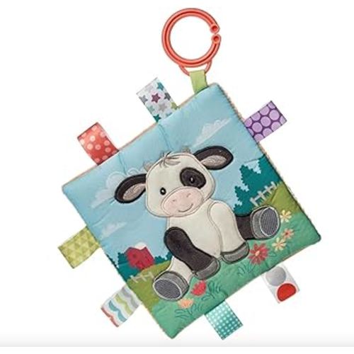 Taggies Crinkle Me Toy with Baby Paper & Squeaker with Sensory Tags, 6 x 6-inches, Buttercup Cow
