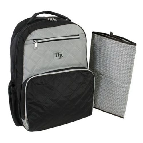 Hudson Baby Premium Diaper Bag Backpack and Changing Pad, Black Gray, One Size