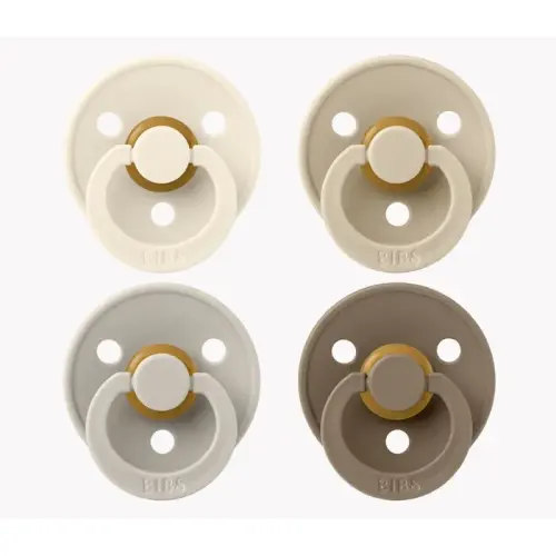 BIBS Pacifier Latex Size 1- 4 Pack Ivory / Sand / Vanilla / Dark Oak | Baby Bunting AU