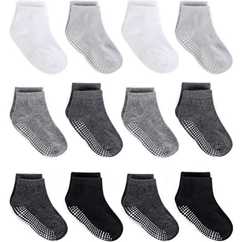 ZAPLES Baby Non Slip Grip Ankle Socks with Anti Skid Grippers Boys Girls Low Cut for Infants Toddlers Kids