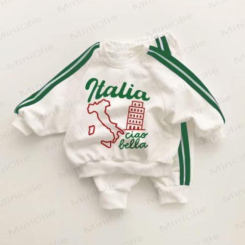 ITALIA CIAO BELLA Baby Toddler Green Striped 2-piece Set