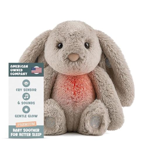 Gemma Joy Bunny Plush Cry-Activated Heartbeat Sleep Soother for Newborns