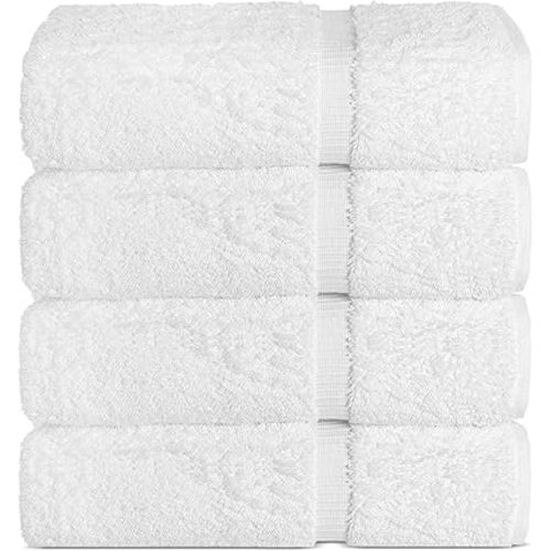 Chakir Turkish Linens | Hotel & Spa Quality 100% Cotton Premium Turkish Towels | Soft & Absorbent (4-Piece Bath Towels, White)