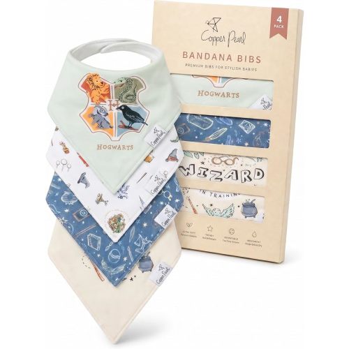 Copper Pearl Baby Bibs 4 Pack, Bandana Drool Bibs for Baby Girl & Boy, Soft Cotton Bibs for Drooling and Teething