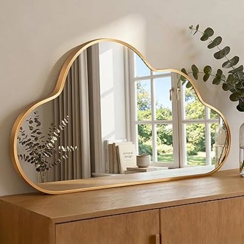Decorative Cloud Wall Mirror with Frame for Kids' Room, Living Room, Hallway, Entryway