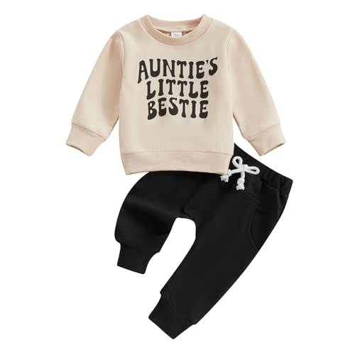SAYOO Aunties Bestie Baby Clothes Gender Neutral Baby Boy Girl Long Sleeve Sweatshirt Pullover Pant Fall Solid Color Outfit