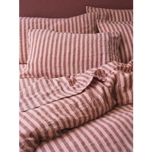 Rhubarb & Rose Pembroke Stripe 100% Linen Pillowcases (Pair) | Piglet in Bed US