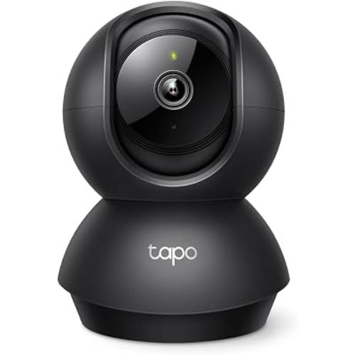Tapo 2K Indoor Pan/Tilt Wired Security Camera - Works as a Baby Monitor & Pet Camera, Motion Detection, 2-Way Audio, Siren, Night Vision, Subscription-Free Local Storage or Optional Cloud, Black, C211