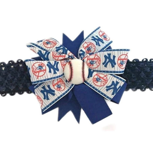 Yankees Baby Girl Boutique Bow Crocheted Headband