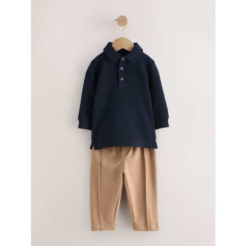 Navy Long Sleeve Polo Shirt And Joggers Set (3mths-7yrs)