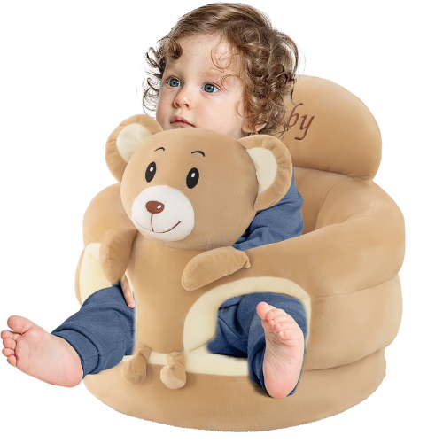 Baby Support Sofa,Support Chairs for Sitting Up, Seats Designed for Infants Aged 3-12 Months, Baby Sit Up Chair Sofa, Plush Babies Learning to Sit Chair, Brown Bear